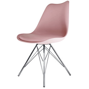 Soho Blush Pink Plastic Dining Chair with Chrome Metal Legs