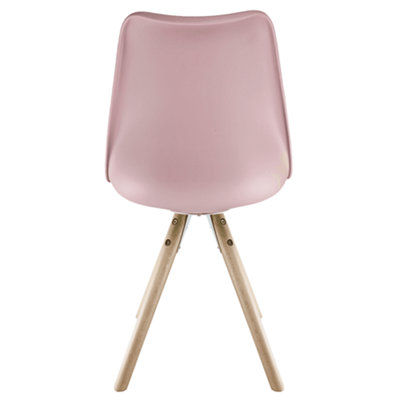 SOHO BLUSH PINK PLASTIC DINING CHAIR WITH PYRAMID LIGHT WOOD LEGS