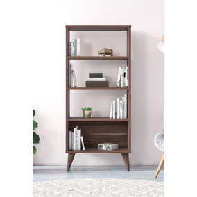 Soho Bookcase Free Standing Storage Shelf, 54 x 25 x 121 cm 4 Tier Display Shelves, Bookshelf, Open Cabinet, Walnut