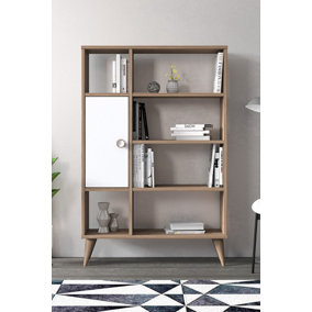 Soho Bookcase Free Standing Storage Shelf, 80 x 25 x 121 cm 7 Compartments Display Shelves, Bookshelf, Open Cabinet, Oak