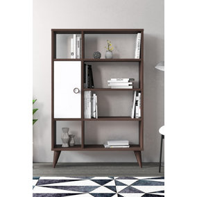 Soho Bookcase Free Standing Storage Shelf, 80 x 25 x 121 cm 7 Compartments Display Shelves, Bookshelf, Open Cabinet, Walnut