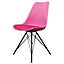 Soho Bright Pink Plastic Dining Chair with Black Metal Legs
