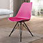 Soho Bright Pink Plastic Dining Chair with Black Metal Legs