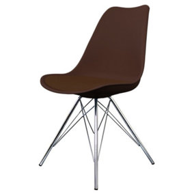 Soho Chocolate Brown Plastic Dining Chair with Chrome Metal Legs