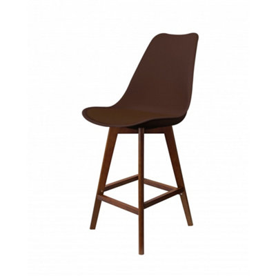 Soho Chocolate Plastic Bar Stool with Dark Wood Legs