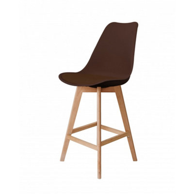 Soho Chocolate Plastic Bar Stool with Light Wood Legs