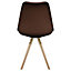 Soho Chocolate Plastic Dining Chair with Pyramid Light Wood Legs