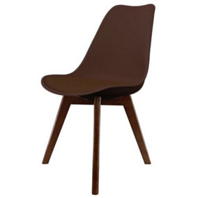 Soho Chocolate Plastic Dining Chair with Squared Dark Wood Legs