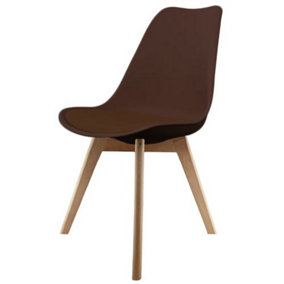 Soho Chocolate Plastic Dining Chair with Squared Light Wood Legs