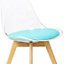 Soho Clear and Aqua Plastic Dining Chair with Squared Light Wood Legs