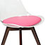 Soho Clear and Bright Pink Plastic Dining Chair with Squared Dark Wood Legs