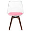 Soho Clear and Bright Pink Plastic Dining Chair with Squared Dark Wood Legs