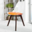 Soho Clear and Orange Plastic Dining Chair with Squared Dark Wood Legs