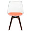Soho Clear and Orange Plastic Dining Chair with Squared Dark Wood Legs