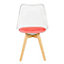 Soho Clear and Red Plastic Dining Chair with Squared Light Wood Legs