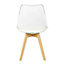 Soho Clear and Vanilla Plastic Dining Chair with Squared Light Wood Legs