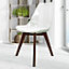 Soho Clear and White Plastic Dining Chair with Squared Dark Wood Legs