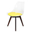 Soho Clear and Yellow Plastic Dining Chair with Squared Dark Wood Legs