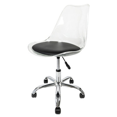 Soho Clear Plastic Dining Chair with Swivel Base Black