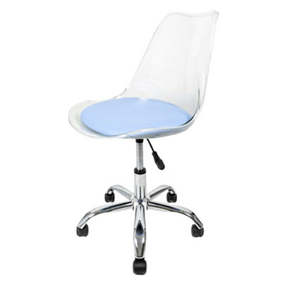 Soho Clear Plastic Dining Chair with Swivel Base Blue