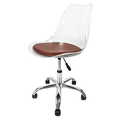 Soho Clear Plastic Dining Chair with Swivel Base Chocolate