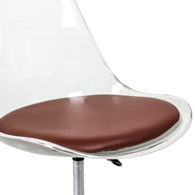 Soho Clear Plastic Dining Chair with Swivel Base Chocolate