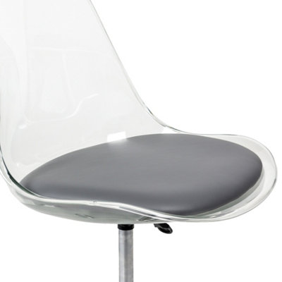 Soho Clear Plastic Dining Chair with Swivel Base Dark Grey