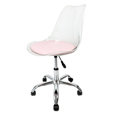 Soho Clear Plastic Dining Chair with Swivel Base Dusty Pink