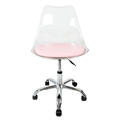 Soho Clear Plastic Dining Chair with Swivel Base Dusty Pink