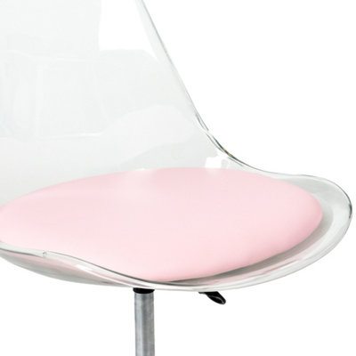 Soho Clear Plastic Dining Chair with Swivel Base Dusty Pink