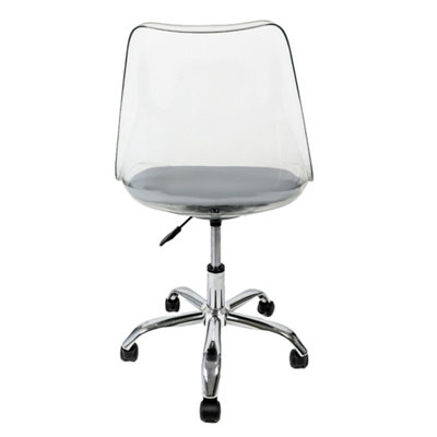 Soho Clear Plastic Dining Chair with Swivel Base Light Grey