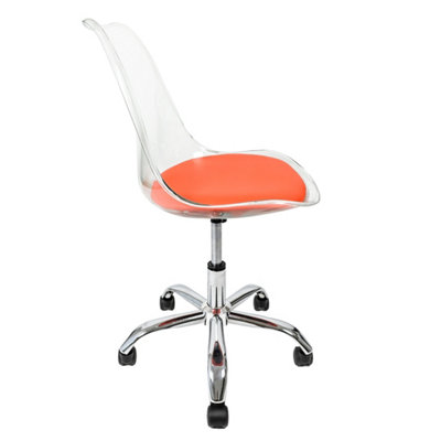 Soho Clear Plastic Dining Chair with Swivel Base Orange