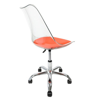 Soho Clear Plastic Dining Chair with Swivel Base Orange