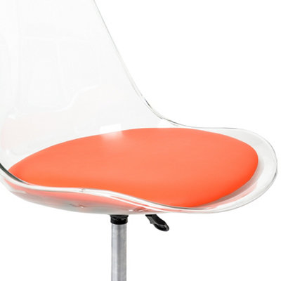 Soho Clear Plastic Dining Chair with Swivel Base Orange