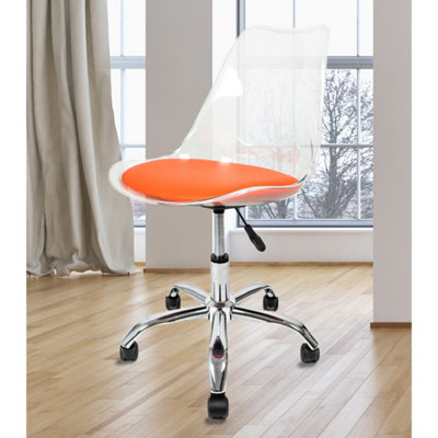 Soho Clear Plastic Dining Chair with Swivel Base Orange