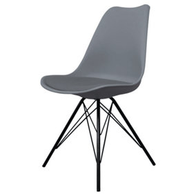 Soho Dark Grey Plastic Dining Chair with Black Metal Legs