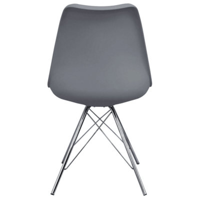 Soho Dark Grey Plastic Dining Chair with Chrome Metal Legs