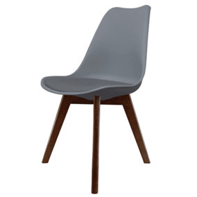 Soho Dark Grey Plastic Dining Chair with Squared Dark Wood Legs