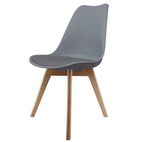 Soho Dark Grey Plastic Dining Chair with Squared Light Wood Legs