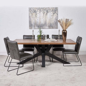 Soho Dining Table 200cm  6 Hardy Dining Chairs - Grey