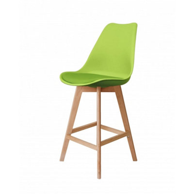 Soho Green Plastic Bar Stool with Light Wood Legs