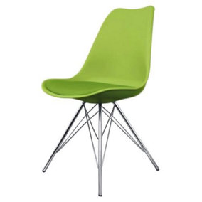 Soho Green Plastic Dining Chair with Chrome Metal Legs