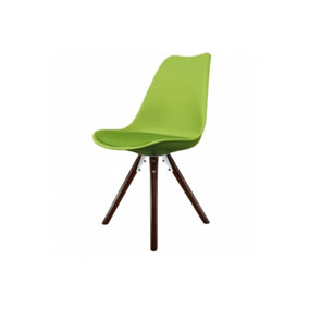 Soho Green Plastic Dining Chair with Pyramid Dark Wood Legs