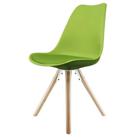 Soho Green Plastic Dining Chair with Pyramid Light Wood Legs