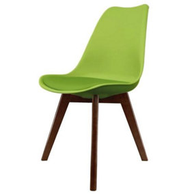 Soho Green Plastic Dining Chair with Squared Dark Wood Legs