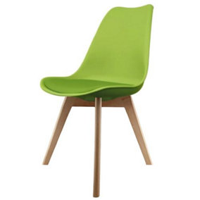 Soho Green Plastic Dining Chair with Squared Light Wood Legs
