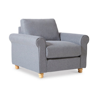 Soho Grey Traditional Feather Armchair - Fully Assembled By Roseland Furniture