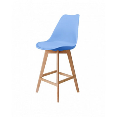 Soho Light Blue Plastic Bar Stool with Light Wood Legs