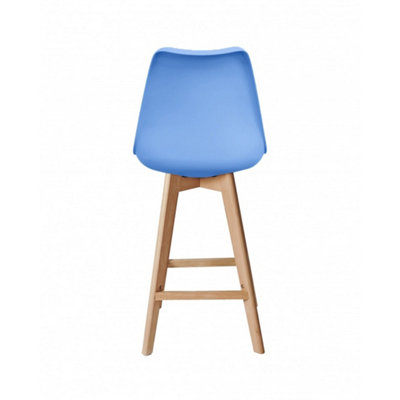 Soho Light Blue Plastic Bar Stool with Light Wood Legs