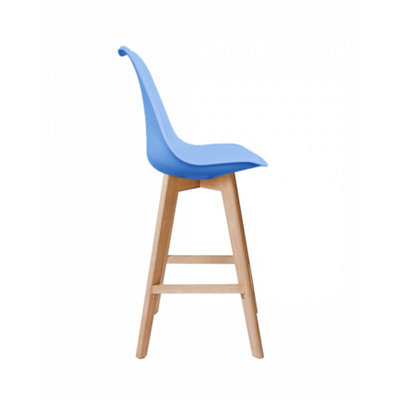 Soho Light Blue Plastic Bar Stool with Light Wood Legs